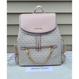 Michael Kors Backpack Jet Set MK Logo Large Chain Backpack Powder Blush Multi